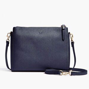 Lo & Sons Pearl Saffiano Leather Crossbody Bag, Navy Blue